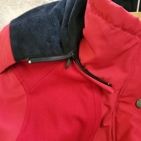 Pendleton | Juneau Genuine Coyote Fur Trim Melton Detail Down Red Parka Medium - Picture 11 of 13